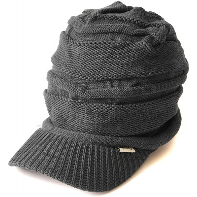 Skullies & Beanies Mens Summer Knit Beanie Hat - Womens Slouchy Visor Cap Winter Baggy Slouch Knit - Gray - CI11K50YDI7 $14.50