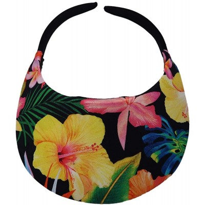 Visors Midsize Print Visor - Yellow Black Floral - CG18TNO7IK8 $17.31