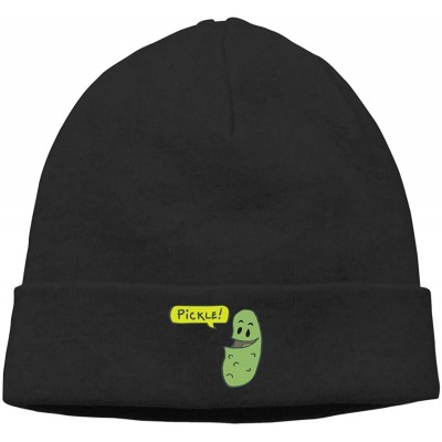 Skullies & Beanies Hip-Hop Knitted Hat for Mens Womens Pickle Unisex Cuffed Plain Skull Knit Hat Cap Head Cap - Black - C018L...