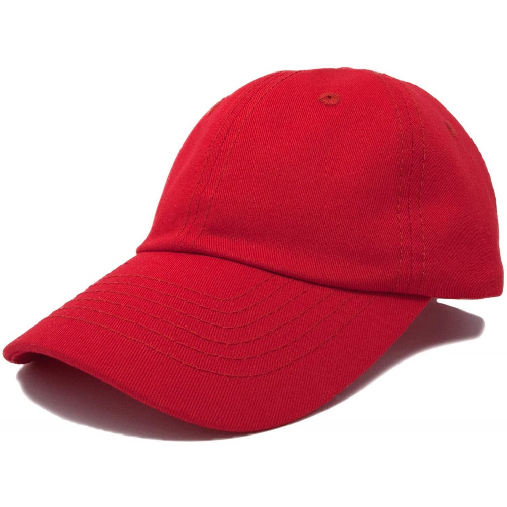 Baseball Caps Youth Childrens Cotton Cap Plain Hat Black Khaki Navy Pink Red White - Red - C812N6GN90T $11.48