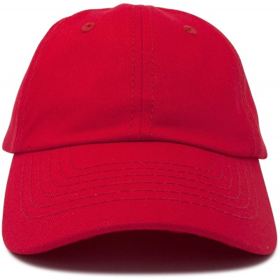 Baseball Caps Youth Childrens Cotton Cap Plain Hat Black Khaki Navy Pink Red White - Red - C812N6GN90T $11.48