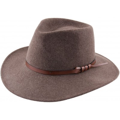 Fedoras Classique Large Wool Felt Fedora Hat Packable Water Repellent Wide Brim - Marron-chine - CA187NNKOMD $45.90