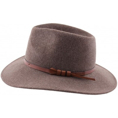 Fedoras Classique Large Wool Felt Fedora Hat Packable Water Repellent Wide Brim - Marron-chine - CA187NNKOMD $45.90