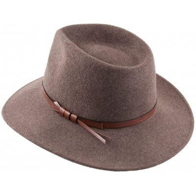 Fedoras Classique Large Wool Felt Fedora Hat Packable Water Repellent Wide Brim - Marron-chine - CA187NNKOMD $45.90