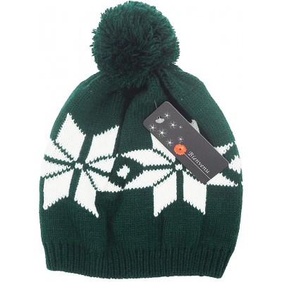 Skullies & Beanies Women Lady Winter Warm Knitted Snowflake Hat Gloves and Scarf Winter Set - Dark Green - CO12642BGGV $22.75