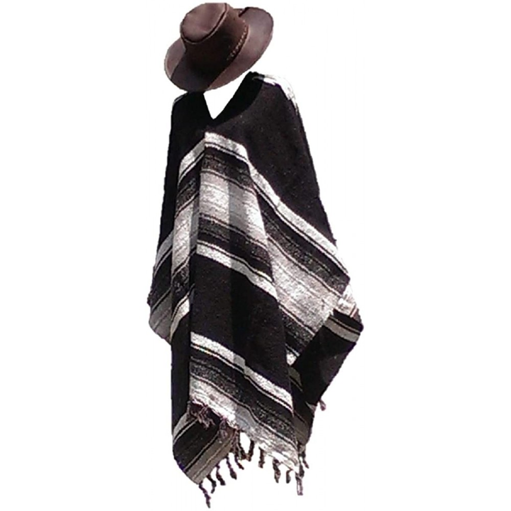 Cowboy Hats Clint Eastwood Western Brown Cowboy Hat & Black Poncho Set - Xx-large Brown Hat & Black Poncho - CE12O6J40MN $52.85