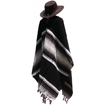 Cowboy Hats Clint Eastwood Western Brown Cowboy Hat & Black Poncho Set - Xx-large Brown Hat & Black Poncho - CE12O6J40MN $52.85