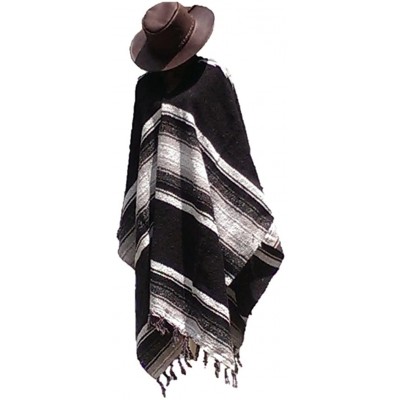 Cowboy Hats Clint Eastwood Western Brown Cowboy Hat & Black Poncho Set - Xx-large Brown Hat & Black Poncho - CE12O6J40MN $52.85