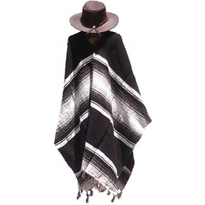 Cowboy Hats Clint Eastwood Western Brown Cowboy Hat & Black Poncho Set - Xx-large Brown Hat & Black Poncho - CE12O6J40MN $52.85