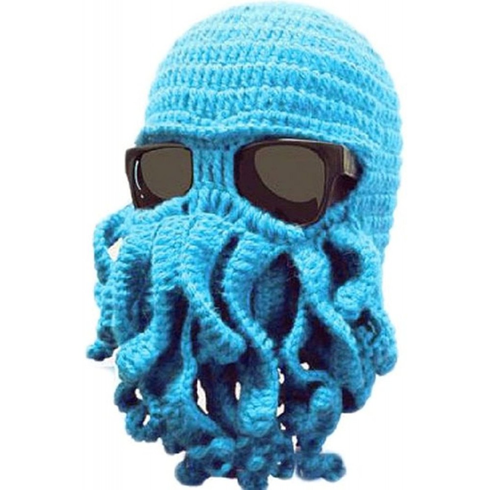 Skullies & Beanies Women Girl Reindeer Pattern Knit Hat Brim Cap Winter Warm - Light Blue - CS11QBQ7ZD9 $22.47