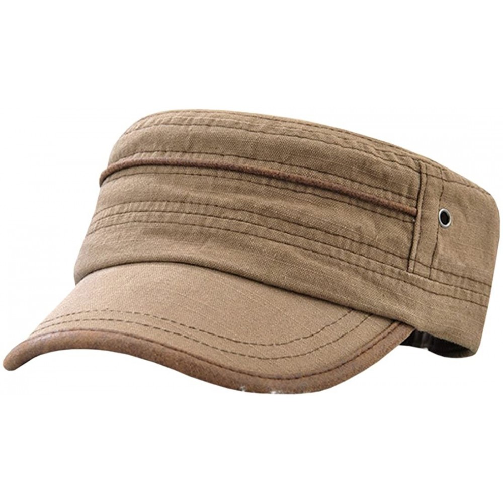 Newsboy Caps Men's Solid Color Military Style Hat Cadet Army Cap - E--coffee - CK18E64IZYE $12.05