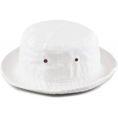Bucket Hats Unisex 100% Cotton Packable Summer Travel Bucket Beach Sun Hat - White - CR125W1EVNF $12.83