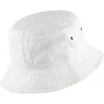 Bucket Hats Unisex 100% Cotton Packable Summer Travel Bucket Beach Sun Hat - White - CR125W1EVNF $12.83
