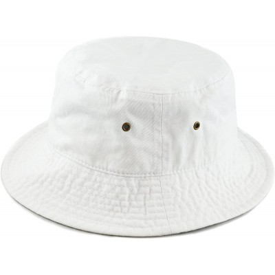 Bucket Hats Unisex 100% Cotton Packable Summer Travel Bucket Beach Sun Hat - White - CR125W1EVNF $12.83