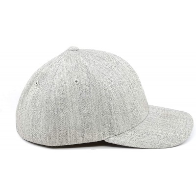 Baseball Caps USA 'Midnight Glory' Black Leather Patch Hat Flex Fit - Heather Grey - CM18IGQTDOL $35.76