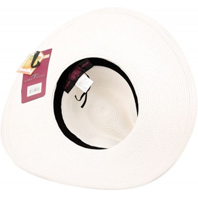 Fedoras Straw Panama Fedora Sun Hat in Solid Color W/Black Grosgrain Band Trim - White - CK17WTN63E5 $25.82