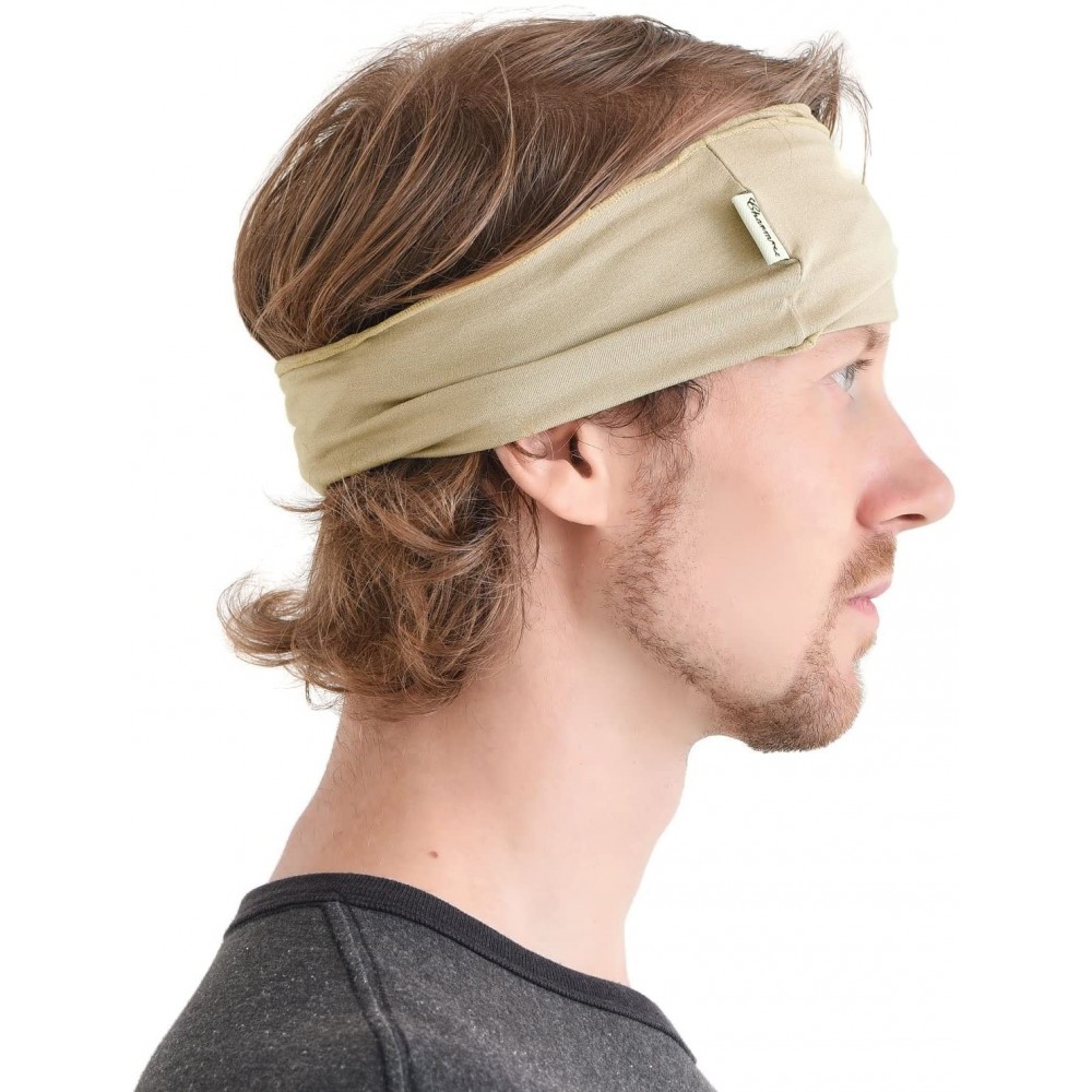 Headbands Mens Womens Elastic Bandana Headband Japanese Long Hair Dreads Head Wrap - Beige - CL118R802LB $20.36