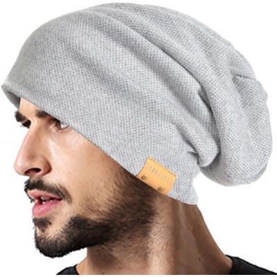 Skullies & Beanies Men Oversized Slouch Beanie Large Skullcap Knit Hat - Pale - CI18LHI6E3M $15.21