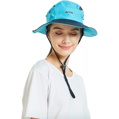 Sun Hats Unisex Summer Sun Hat Wide Brim UV Protection Mesh Bucket Cap Adjustable Fishing Cap - Light Blue - CY18RW08YRY $10.55