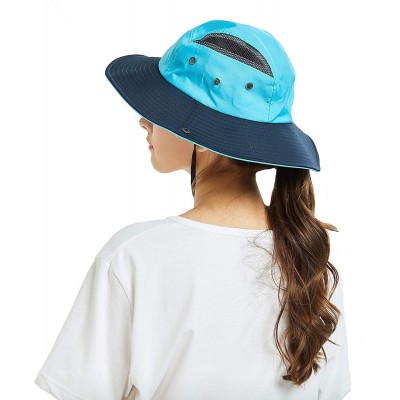 Sun Hats Unisex Summer Sun Hat Wide Brim UV Protection Mesh Bucket Cap Adjustable Fishing Cap - Light Blue - CY18RW08YRY $10.55