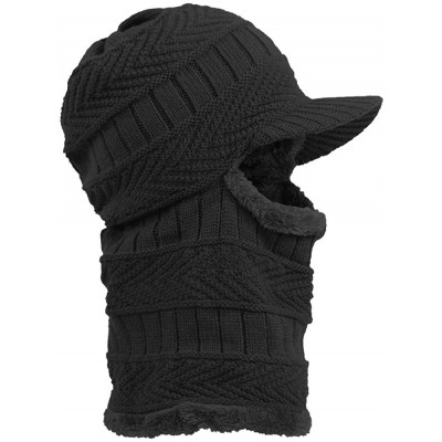 Balaclavas Winter Fleece Lined Knit Hat Tactical Balaclava with Billed Windproof Full Face Mask Neck Warmer Neckerchief - C41...