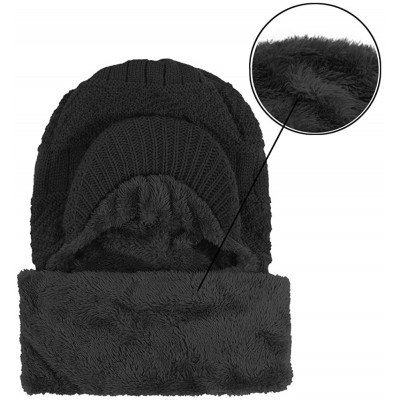 Balaclavas Winter Fleece Lined Knit Hat Tactical Balaclava with Billed Windproof Full Face Mask Neck Warmer Neckerchief - C41...