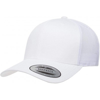 Baseball Caps Yupoong 6606 Curved Bill Trucker Mesh Snapback Hat with NoSweat Hat Liner - White - C318O93LOAE $10.72