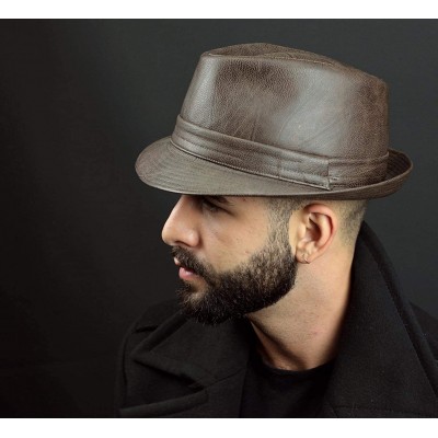 Fedoras Men's Hellim Trilby Hat Water Repellent - Marron-fonce - CW1889R3K5K $18.13