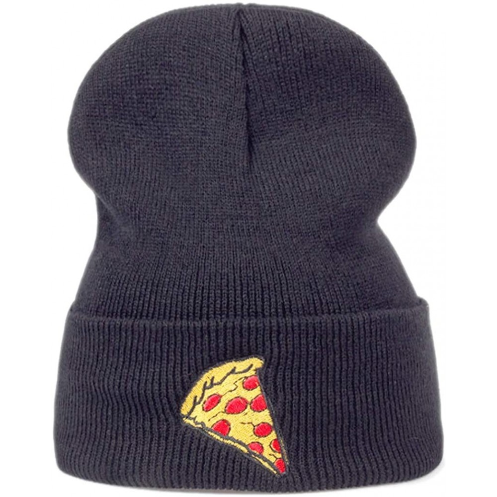 Skullies & Beanies Christmas Winter Warm Knit Beanie Embroidery Hat Winter Skully Letter Beanie Cap - Pizza - CB18ADN09TC $9.38