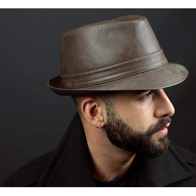 Fedoras Men's Hellim Trilby Hat Water Repellent - Marron-fonce - CW1889R3K5K $18.13