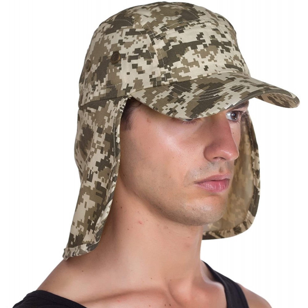 Sun Hats Fishing Sun Cap UV Protection - Ear Neck Flap Hat - Digital Camo - CA182YOQX2Z $13.45