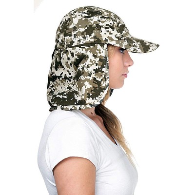 Sun Hats Fishing Sun Cap UV Protection - Ear Neck Flap Hat - Digital Camo - CA182YOQX2Z $13.45