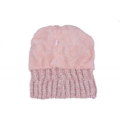 Skullies & Beanies Winter Beanie Hat for Women Knit Thick Snow Cuff Cap with Faux Fur Pompom - Pink-19 - CB18X9A9GMI $9.83