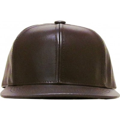 Baseball Caps Genuine Leather Flat Bill Baseball Hat Cap - Made in USA - Brown - CI11JZTR7OV $13.34