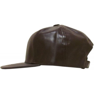 Baseball Caps Genuine Leather Flat Bill Baseball Hat Cap - Made in USA - Brown - CI11JZTR7OV $13.34
