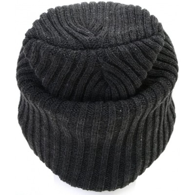 Skullies & Beanies 2 Pack Solid Color Blank Long Cuff Daily Stretch Knit Winter Beanies - Dark Gray - C1119CFAC3Z $7.53