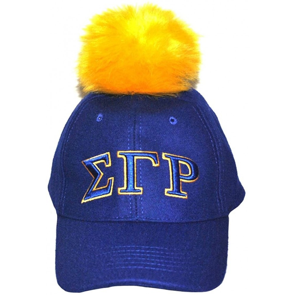 Baseball Caps Sigma Gamma Rho Blue 1922 Adjustable Baseball Cap with Gold Pom Pom - CX12NZOC99I $30.51