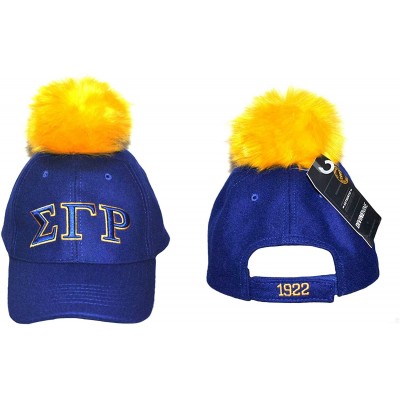 Baseball Caps Sigma Gamma Rho Blue 1922 Adjustable Baseball Cap with Gold Pom Pom - CX12NZOC99I $30.51