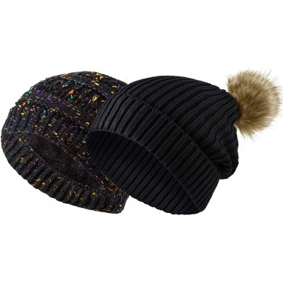 Skullies & Beanies 2 Pack Winter Hats for Women Slouchy Beanie for Women Beanie Hats - A1-womens Black Beanie - CU18UIY6SO2 $...