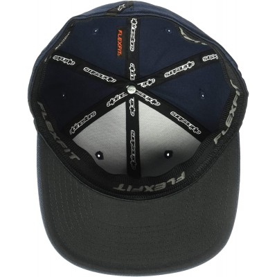 Baseball Caps Men's Logo Flexfit Hat Flat Bill Structured Crown - Metalize Hat Navy - C018H5HGDNH $22.55