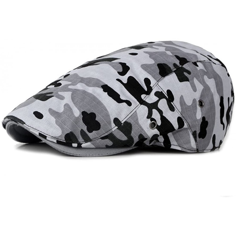 Newsboy Caps Newsboy Cap Military Camouflage Flat Cap Duckbill Hat Ivy Irish Gatsby Caps - Camo Grey - CP18COR5RLR $20.14