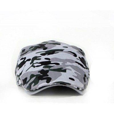 Newsboy Caps Newsboy Cap Military Camouflage Flat Cap Duckbill Hat Ivy Irish Gatsby Caps - Camo Grey - CP18COR5RLR $20.14