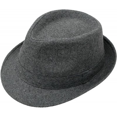 Fedoras Men's Classic Manhattan Structured Trilby Fedora Hat - Grey - CJ12OBT2WHN $13.20