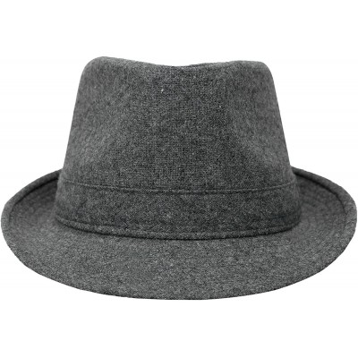 Fedoras Men's Classic Manhattan Structured Trilby Fedora Hat - Grey - CJ12OBT2WHN $13.20