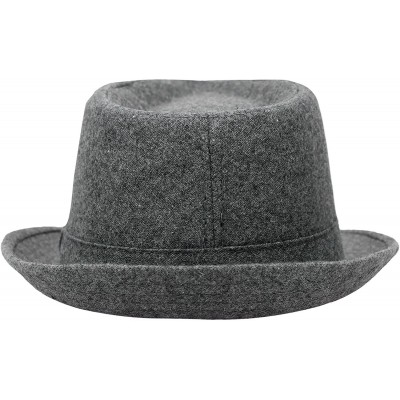 Fedoras Men's Classic Manhattan Structured Trilby Fedora Hat - Grey - CJ12OBT2WHN $13.20