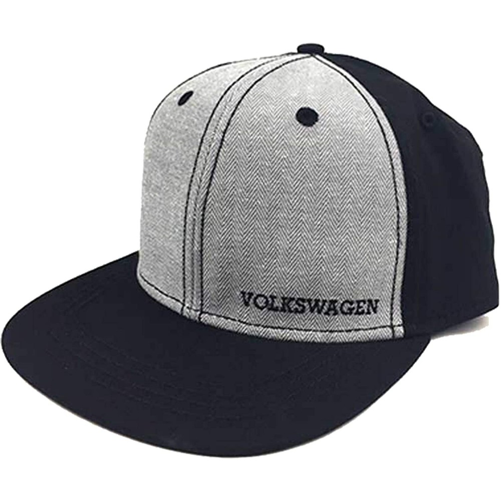 Baseball Caps Volkswagen Twill Snapback Flat Bill Hat Black/Grey - CT18QWALMAO $44.28