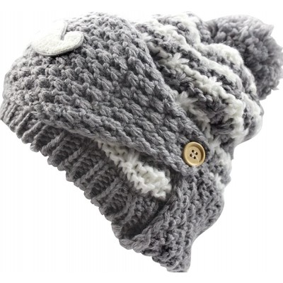 Skullies & Beanies Women's Beard Mustache Knitted Striped PHat Hip Hop Beanie Cap - Knit Gray - CS11SCFVOZR $11.93