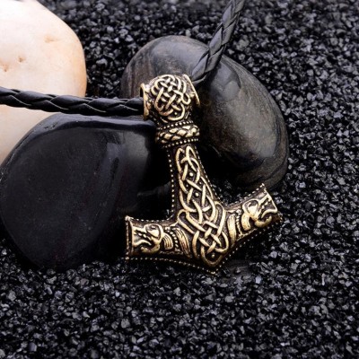 Headbands Braided Necklace Mjolnir Scandinavian - Gold - C9180LT7IQ2 $8.23