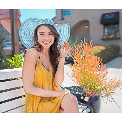 Sun Hats Womens SPF 50+ UV Sun Protective Wide Brim Sun Hat with Bow - Cyan - C618C6UWHMS $12.57