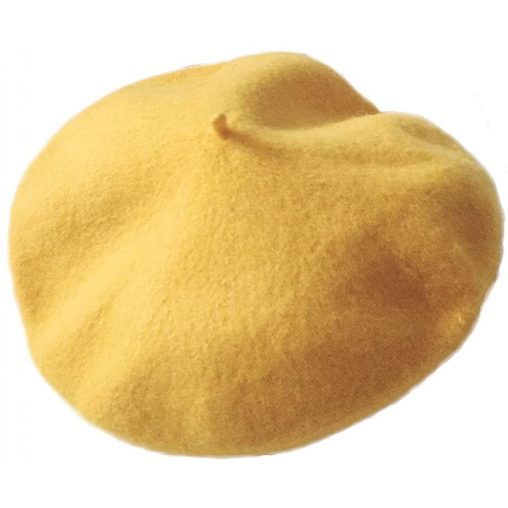 Berets Beret Hat for Women Gril Winter Hats Wool Classic Vintage Beanie Cap - Yellow - C3187ASZNC4 $8.36
